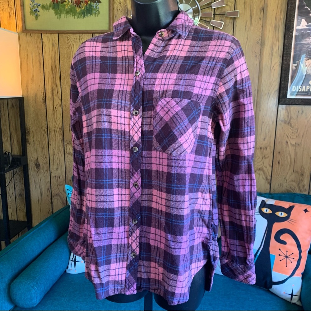 Sonoma Purple and Pink Plaid Button-Down Shirt